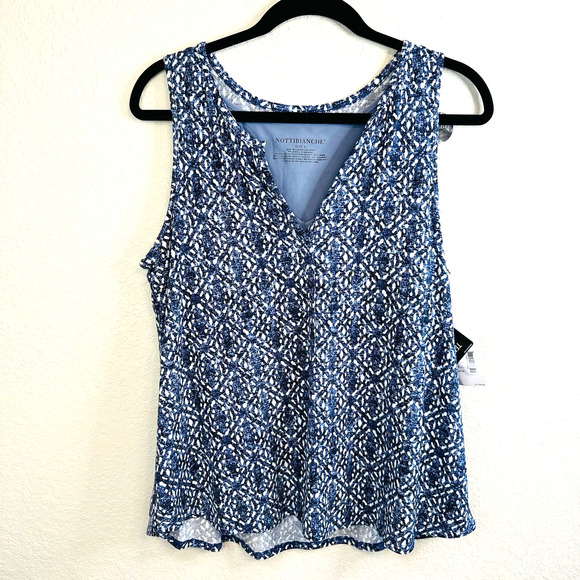 Nottibianche Women's Blue White Geometric Sleeveless Tank Tops Size Small - Picture 1 of 4